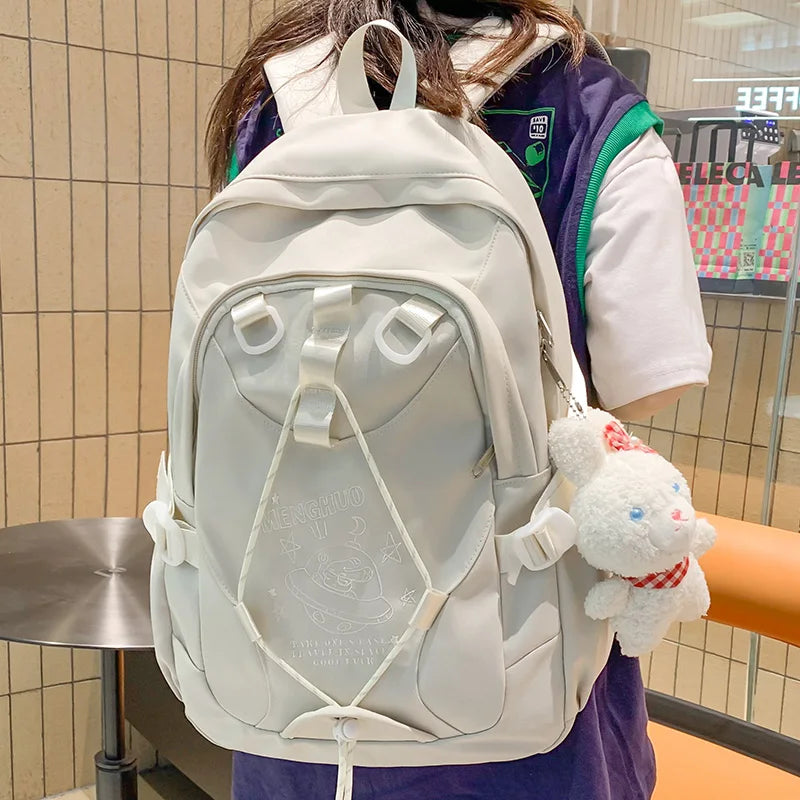 Girl Embroidery Kawaii Nylon Leisure School Backpack Lady Cute Fashion Female Travel College Backpack Cool Women Laptop Book Bag