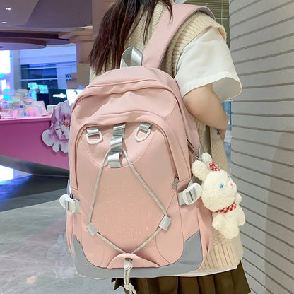 Girl Embroidery Kawaii Nylon Leisure School Backpack Lady Cute Fashion Female Travel College Backpack Cool Women Laptop Book Bag