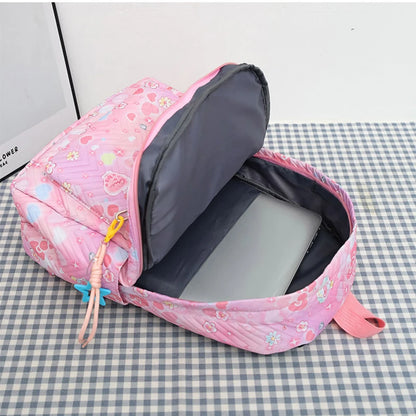 Girl Flower Printed Primary Junior High University  Bookbag Lunch Bag Pencil Case 3pcs Backpack Sets Youth School Backpacks