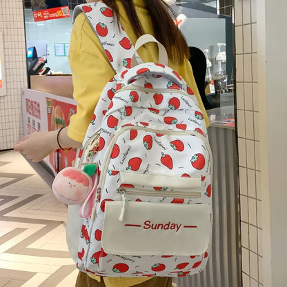 Girl High Capacity Nylon Kawaii Printing Lady School Bag Waterproof Women Laptop Book Bag Female Travel College Backpack Fashion