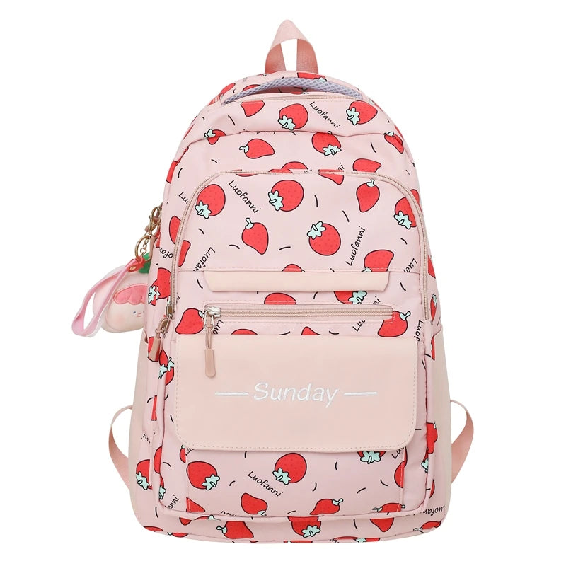 Girl High Capacity Nylon Kawaii Printing Lady School Bag Waterproof Women Laptop Book Bag Female Travel College Backpack Fashion