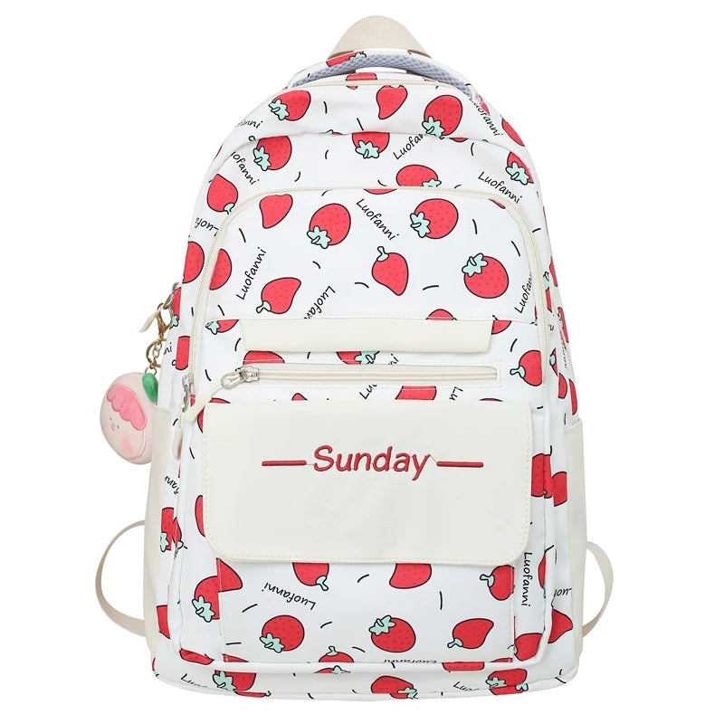 Girl High Capacity Nylon Kawaii Printing Lady School Bag Waterproof Women Laptop Book Bag Female Travel College Backpack Fashion