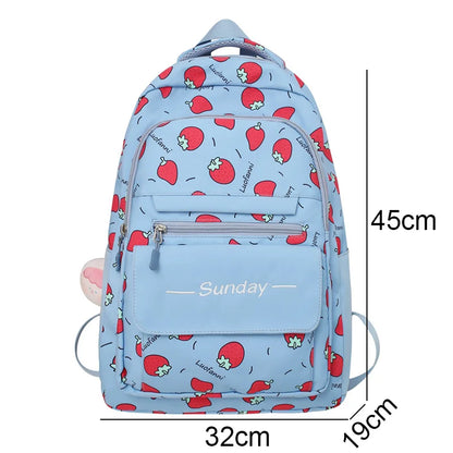 Girl High Capacity Nylon Kawaii Printing Lady School Bag Waterproof Women Laptop Book Bag Female Travel College Backpack Fashion