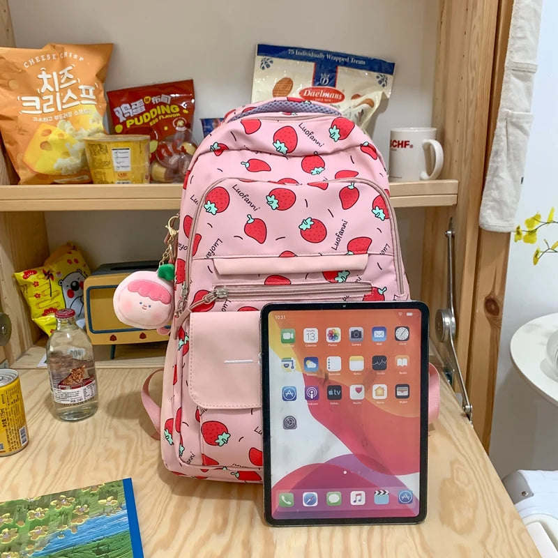 Girl High Capacity Nylon Kawaii Printing Lady School Bag Waterproof Women Laptop Book Bag Female Travel College Backpack Fashion