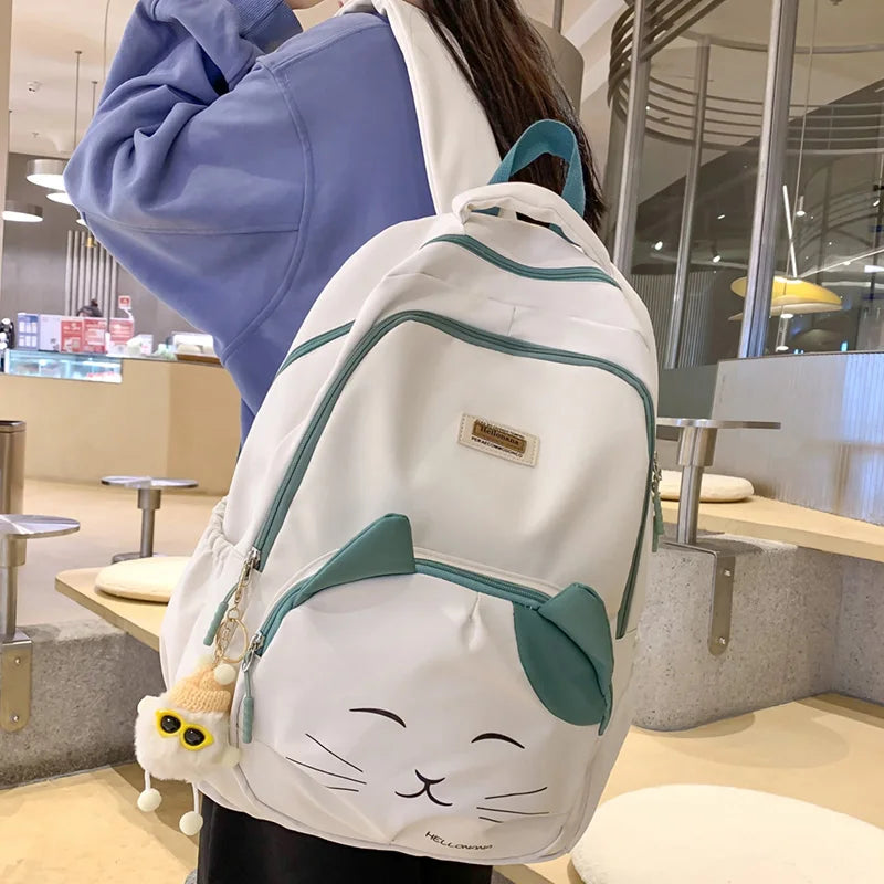 Girl High Capacity Nylon School Bag Lady Waterproof Cute Cartoon Pattern Laptop Fashion Female Travel Bag College Backpack Women