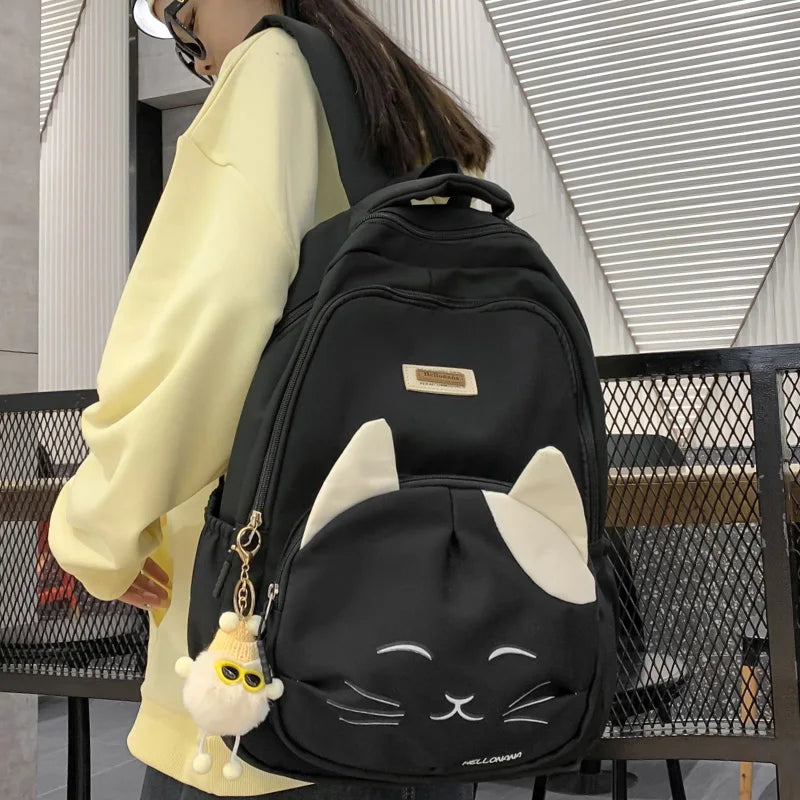 Girl High Capacity Nylon School Bag Lady Waterproof Cute Cartoon Pattern Laptop Fashion Female Travel Bag College Backpack Women