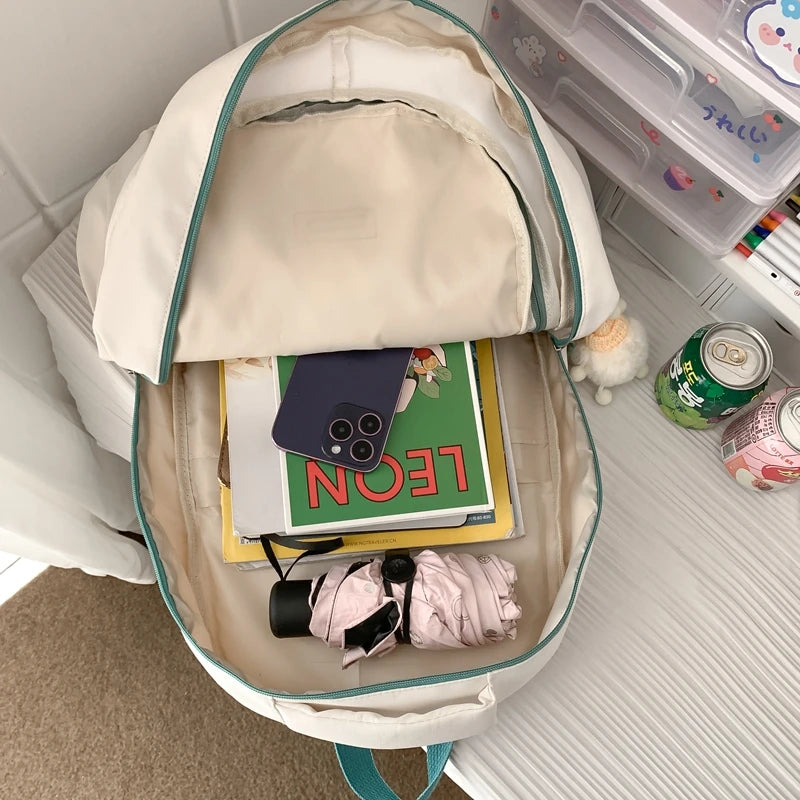 Girl High Capacity Nylon School Bag Lady Waterproof Cute Cartoon Pattern Laptop Fashion Female Travel Bag College Backpack Women