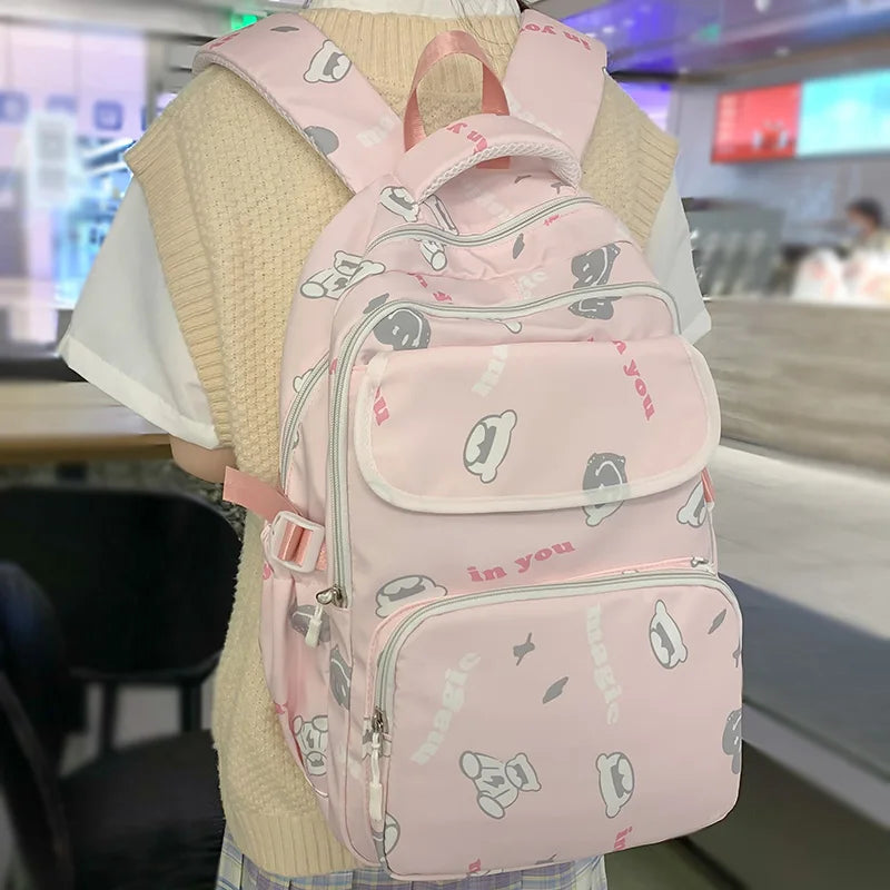 Girl Kawaii Graffiti Printing Backpack Trendy Women Laptop Bags Female Travel Nylon Cute College Backpack Fashion Lady Book Cool