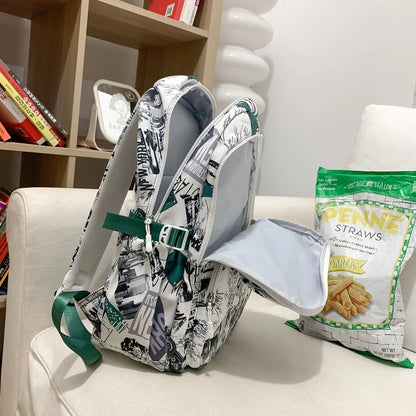Girl Kawaii Graffiti Printing Backpack Trendy Women Laptop Bags Female Travel Nylon Cute College Backpack Fashion Lady Book Cool