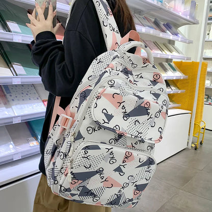 Girl Kawaii Graffiti Printing Backpack Trendy Women Laptop Bags Female Travel Nylon Cute College Backpack Fashion Lady Book Cool
