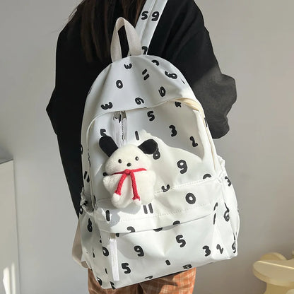 Girl Kawaii New Number Printing Trendy College Backpack Women Laptop SchoolBag Female Cute Backpack Fashion Lady Travel Book Bag