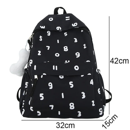 Girl Kawaii New Number Printing Trendy College Backpack Women Laptop SchoolBag Female Cute Backpack Fashion Lady Travel Book Bag