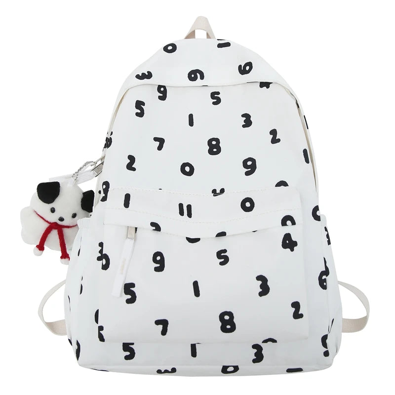 Girl Kawaii New Number Printing Trendy College Backpack Women Laptop SchoolBag Female Cute Backpack Fashion Lady Travel Book Bag