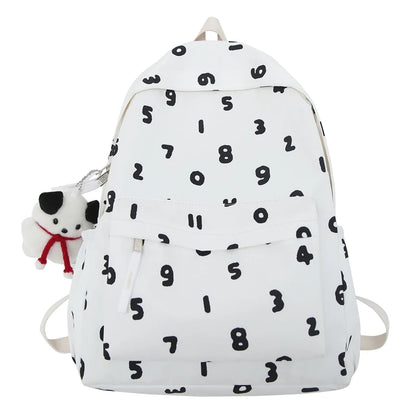 Girl Kawaii New Number Printing Trendy College Backpack Women Laptop SchoolBag Female Cute Backpack Fashion Lady Travel Book Bag
