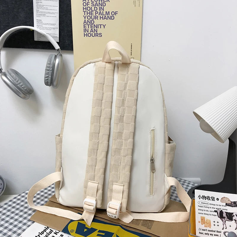 Girl Kawaii Plaid School Backpack Female Travel College Backpack Fashion Lattice Lady Cute Book Trendy Women Laptop Student Bags