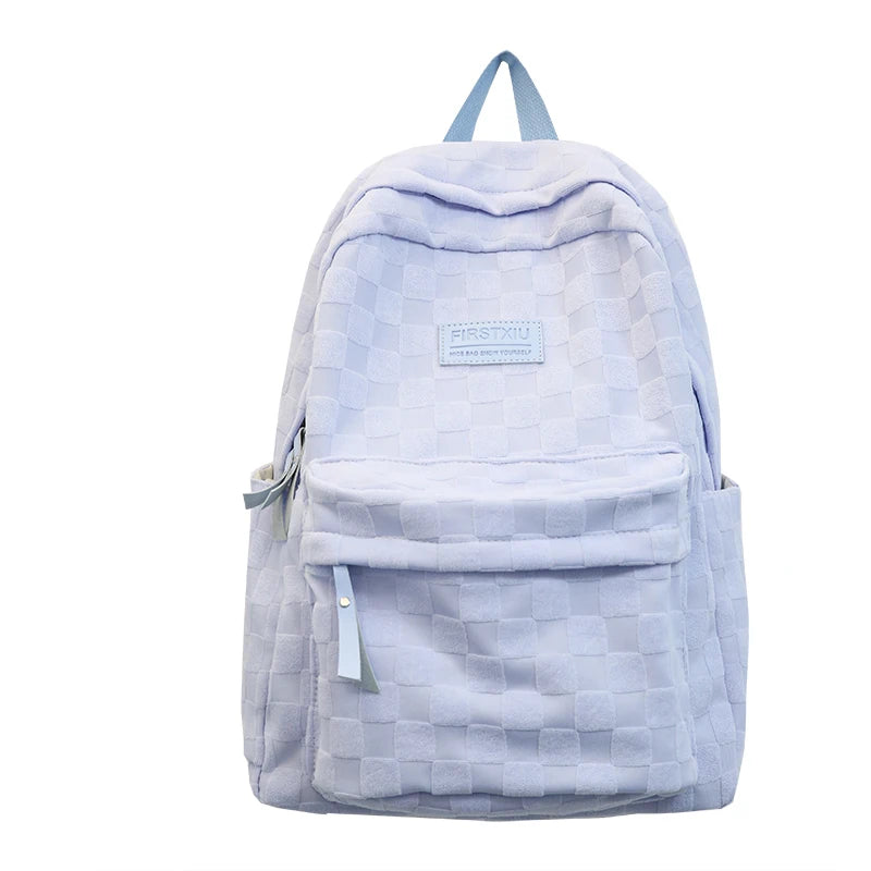 Girl Kawaii Plaid School Backpack Female Travel College Backpack Fashion Lattice Lady Cute Book Trendy Women Laptop Student Bags
