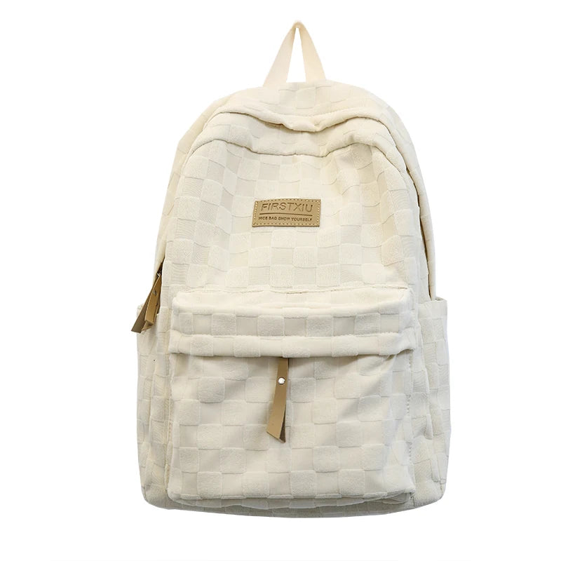 Girl Kawaii Plaid School Backpack Female Travel College Backpack Fashion Lattice Lady Cute Book Trendy Women Laptop Student Bags