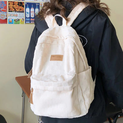 Girl Kawaii Plaid School Backpack Female Travel College Backpack Fashion Lattice Lady Cute Book Trendy Women Laptop Student Bags