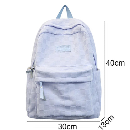 Girl Kawaii Plaid School Backpack Female Travel College Backpack Fashion Lattice Lady Cute Book Trendy Women Laptop Student Bags