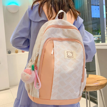 Girl Kawaii Purple Nylon School Bag Waterproof Fashion Lady Cute Laptop Female Travel BookBag Trendy Women College Backpack Teen