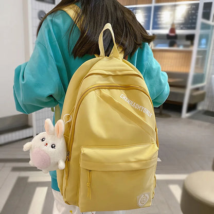 Girl Kawaii Yellow Waterproof College Backpack Lady Book Bag Fashion Female Cute Travel Backpack Trendy Women Laptop Student Bag