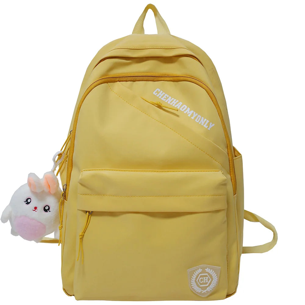 Girl Kawaii Yellow Waterproof College Backpack Lady Book Bag Fashion Female Cute Travel Backpack Trendy Women Laptop Student Bag