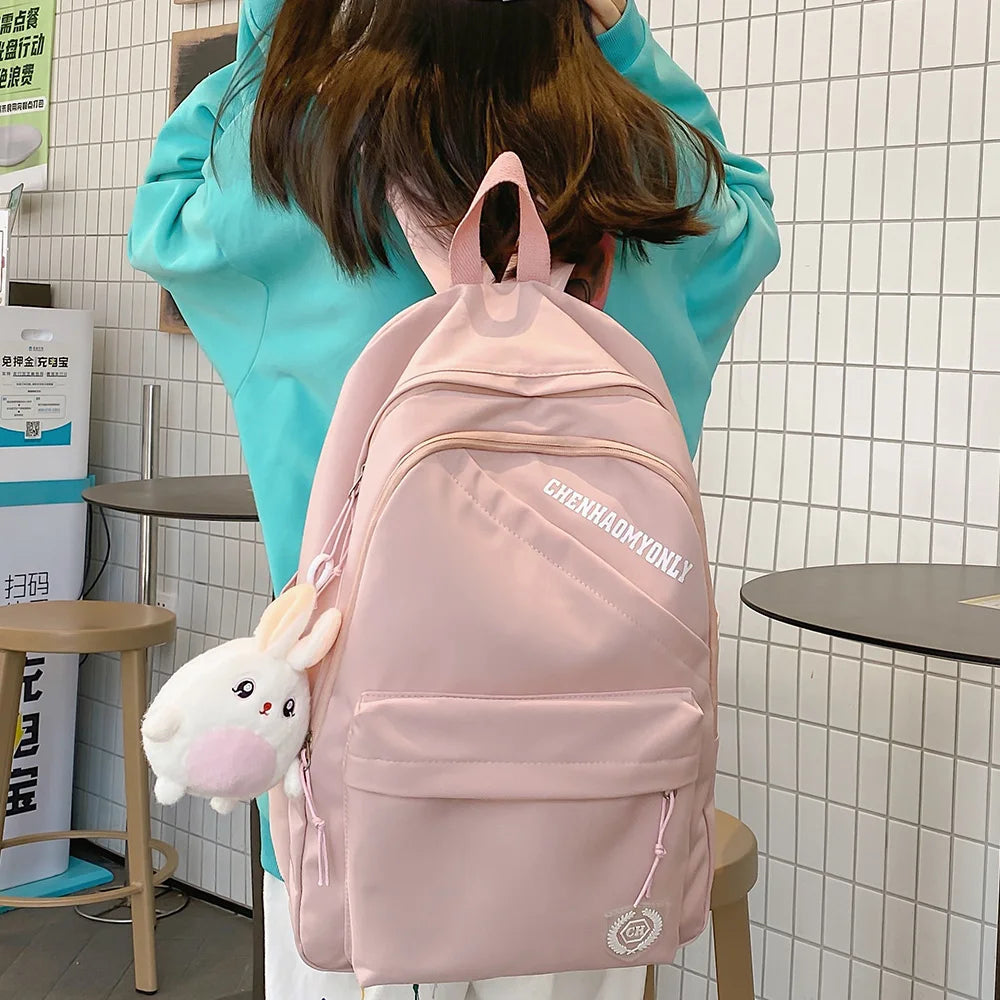 Girl Kawaii Yellow Waterproof College Backpack Lady Book Bag Fashion Female Cute Travel Backpack Trendy Women Laptop Student Bag