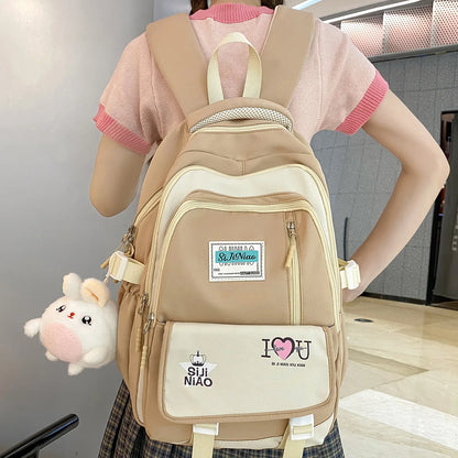 Girl Laptop High Capacity School Bag Women Green Kawaii Book Bag Fashion Female Nylon College Backpack Ladies Cute Travel Trendy