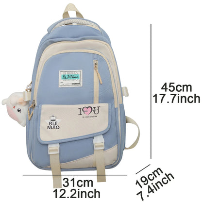 Girl Laptop High Capacity School Bag Women Green Kawaii Book Bag Fashion Female Nylon College Backpack Ladies Cute Travel Trendy