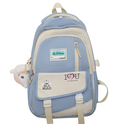 Girl Laptop High Capacity School Bag Women Green Kawaii Book Bag Fashion Female Nylon College Backpack Ladies Cute Travel Trendy