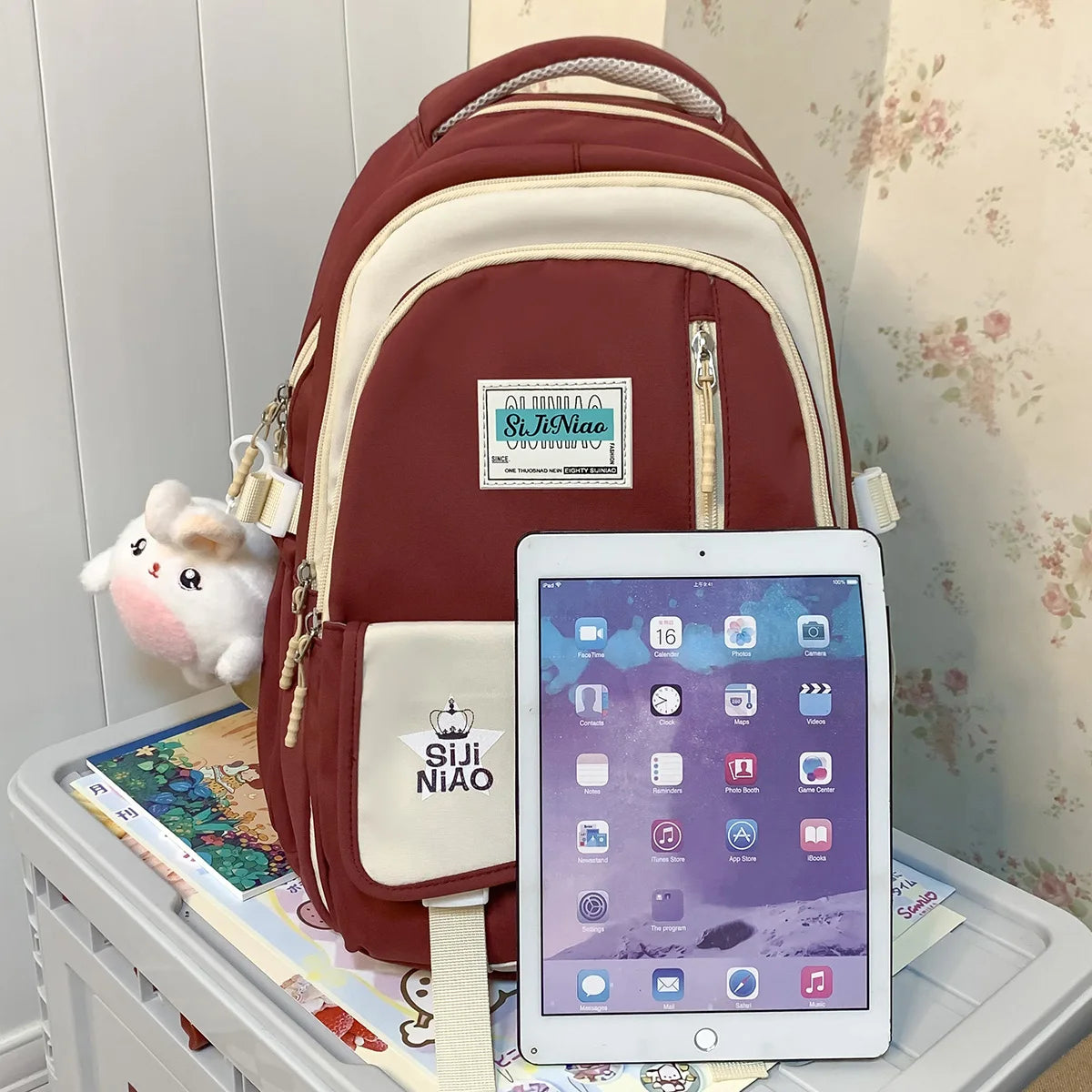 Girl Laptop High Capacity School Bag Women Green Kawaii Book Bag Fashion Female Nylon College Backpack Ladies Cute Travel Trendy