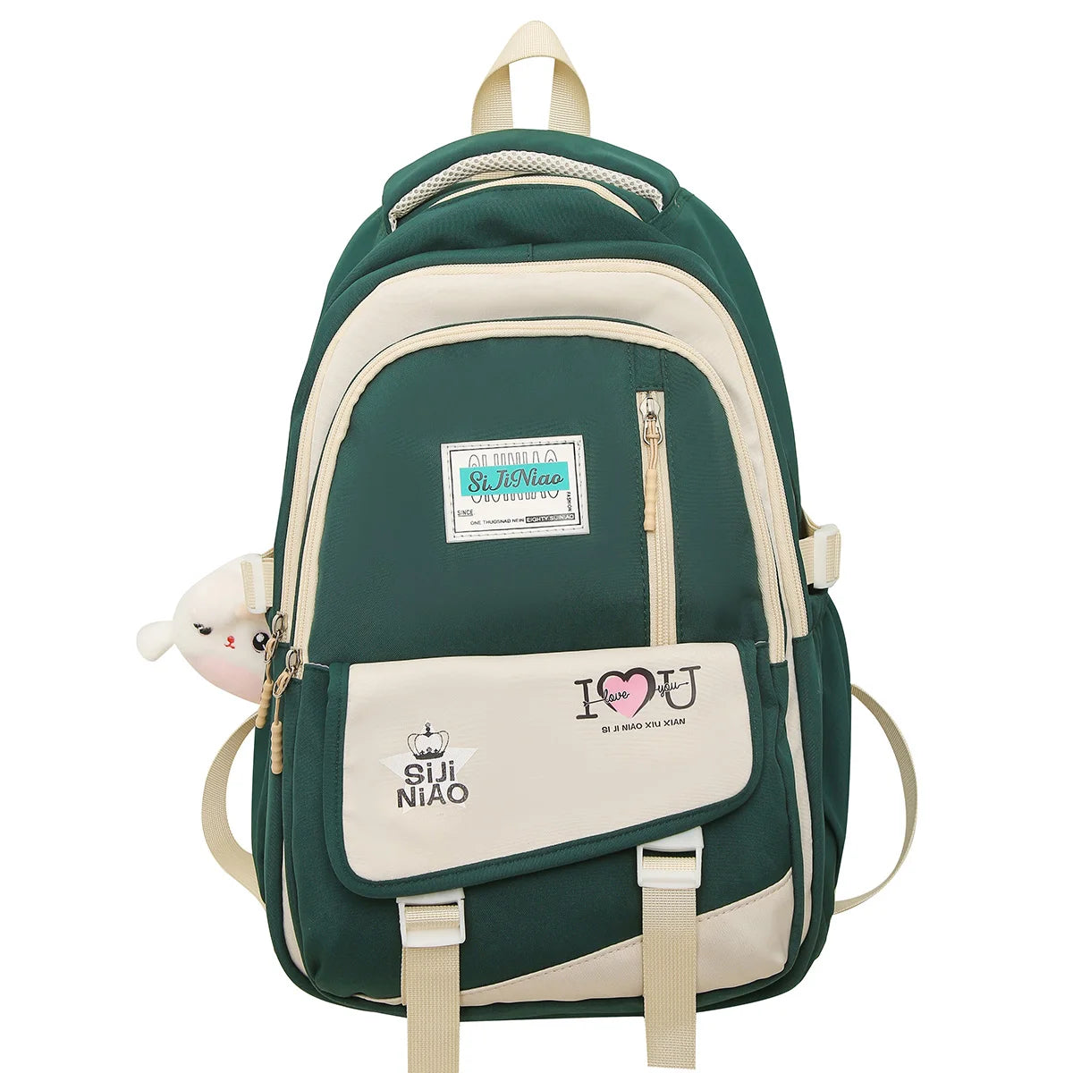 Girl Laptop High Capacity School Bag Women Green Kawaii Book Bag Fashion Female Nylon College Backpack Ladies Cute Travel Trendy