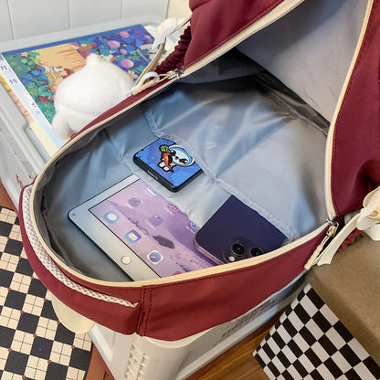 Girl Laptop High Capacity School Bag Women Green Kawaii Book Bag Fashion Female Nylon College Backpack Ladies Cute Travel Trendy