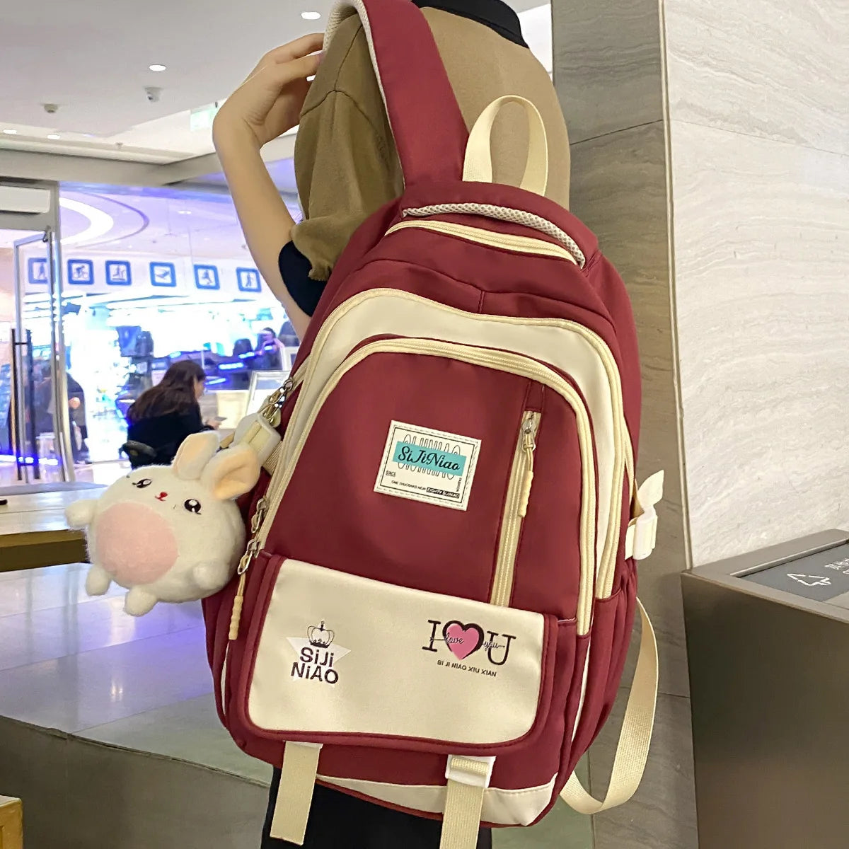 Girl Laptop High Capacity School Bag Women Green Kawaii Book Bag Fashion Female Nylon College Backpack Ladies Cute Travel Trendy