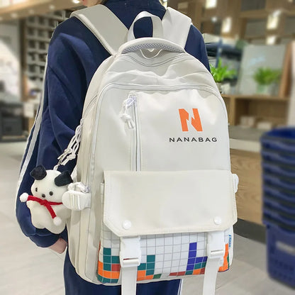 Girl Leisure High Capacity College Backpack Fashion Printing Lady Travel BookBag Trendy Female Cute Nylon Women Laptop SchoolBag