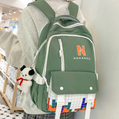 Girl Leisure High Capacity College Backpack Fashion Printing Lady Travel BookBag Trendy Female Cute Nylon Women Laptop SchoolBag