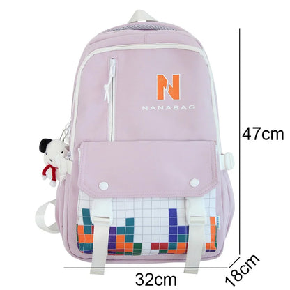 Girl Leisure High Capacity College Backpack Fashion Printing Lady Travel BookBag Trendy Female Cute Nylon Women Laptop SchoolBag
