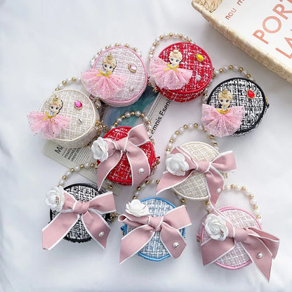 Girl Messenger Bag Cute Kids Coin Purse Small Wallet Pearl Bag Princess Shoulder Packet Baby Candy Handbag Children's Day Gift