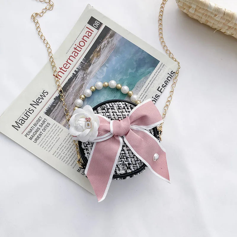 Girl Messenger Bag Cute Kids Coin Purse Small Wallet Pearl Bag Princess Shoulder Packet Baby Candy Handbag Children's Day Gift