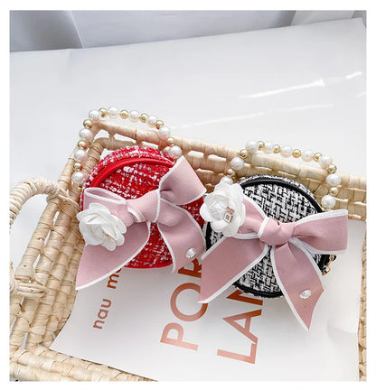 Girl Messenger Bag Cute Kids Coin Purse Small Wallet Pearl Bag Princess Shoulder Packet Baby Candy Handbag Children's Day Gift