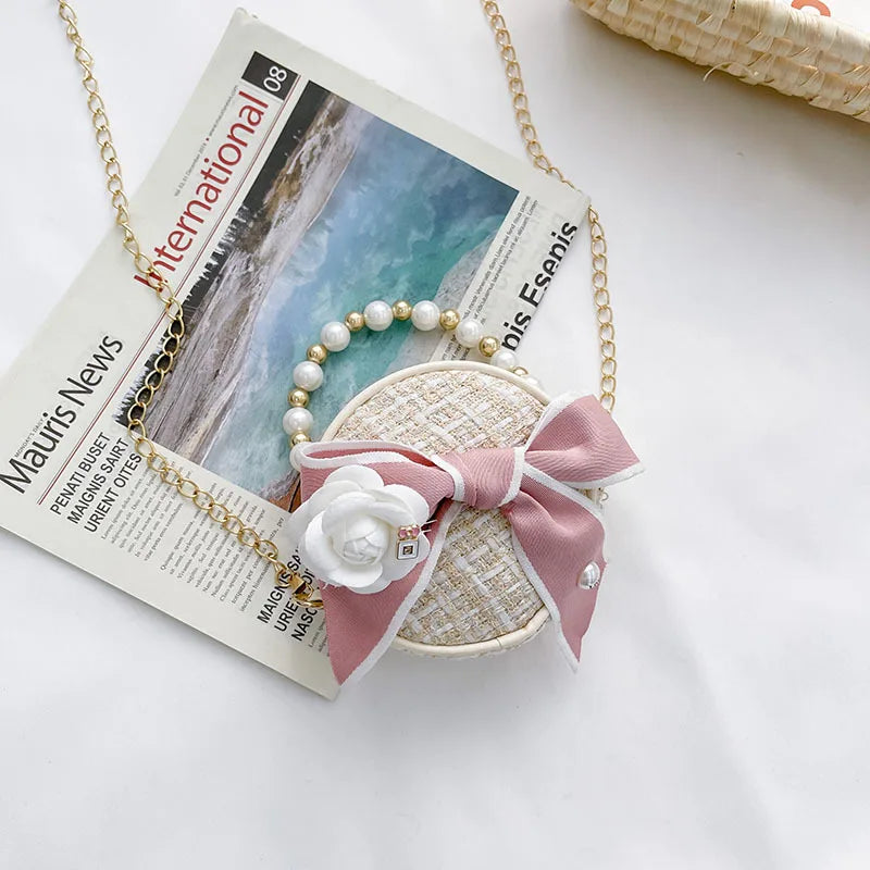 Girl Messenger Bag Cute Kids Coin Purse Small Wallet Pearl Bag Princess Shoulder Packet Baby Candy Handbag Children's Day Gift