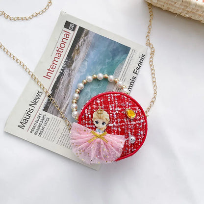 Girl Messenger Bag Cute Kids Coin Purse Small Wallet Pearl Bag Princess Shoulder Packet Baby Candy Handbag Children's Day Gift