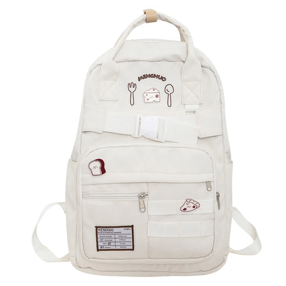 Girl Nylon School Bag Lady Badge Student Kawaii Waterproof Laptop Cool Fashion Female Travel Book Bag Women College Backpack New