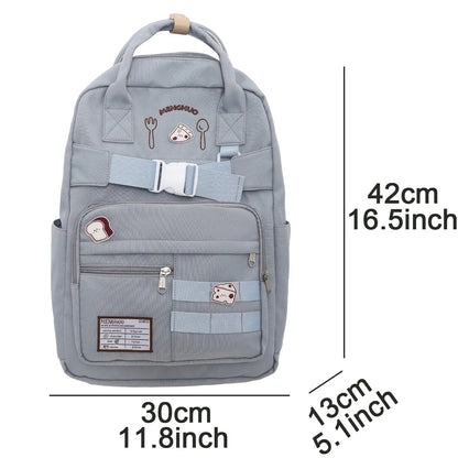 Girl Nylon School Bag Lady Badge Student Kawaii Waterproof Laptop Cool Fashion Female Travel Book Bag Women College Backpack New