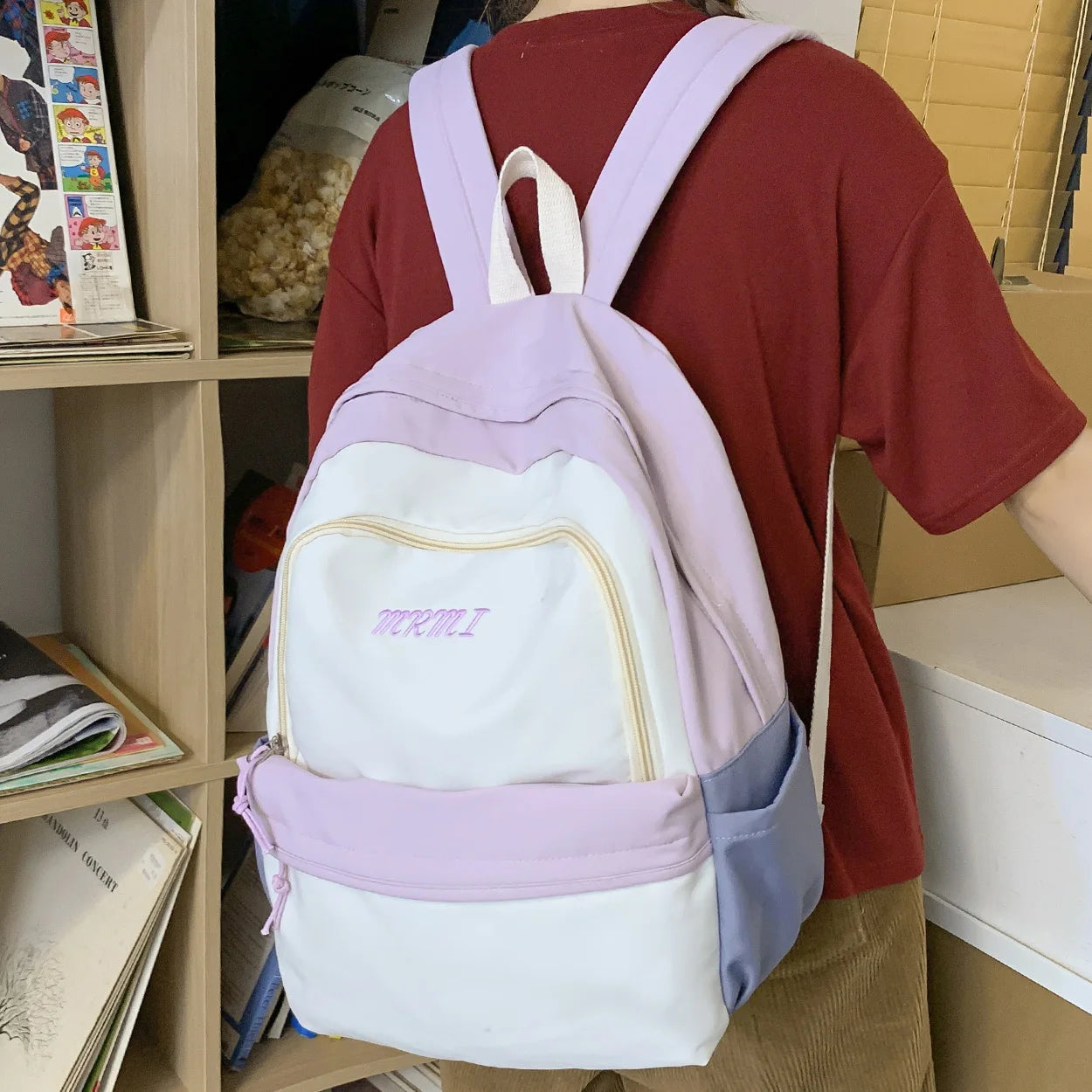 Girl Nylon Waterproof Women School Bag Student Cute Fashion Laptop College Backpacks Kawaii Female Travel Book Bag Ladies Trendy