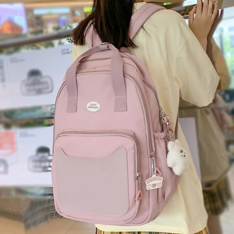 Girl Pink Laptop Backpack Trendy Waterproof Female Travel Book Bag Ladies Cute College Backpack Fashion Women Leisure School Bag