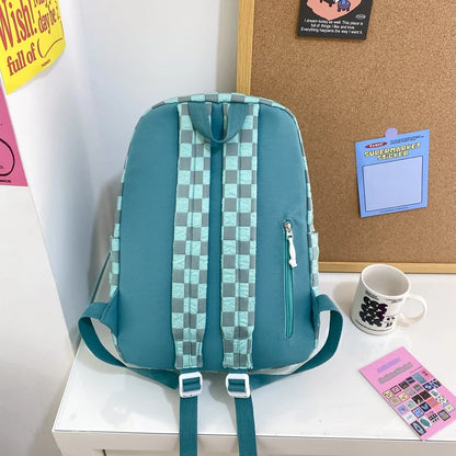 Girl Plaid School Bag Trendy Female Laptop College Backpack Ladies Lattice Book Bags Fashion Women Cute Harajuku Backpack Kawaii