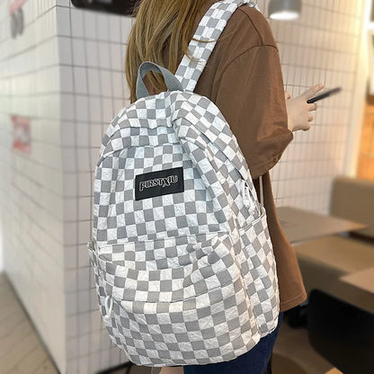 Girl Plaid Travel Book Backpack Trendy Ladies Kawaii College Backpack Fashion Women Lattice School Bag Female Laptop Student Bag