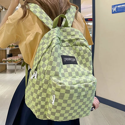 Girl Plaid Travel Book Backpack Trendy Ladies Kawaii College Backpack Fashion Women Lattice School Bag Female Laptop Student Bag