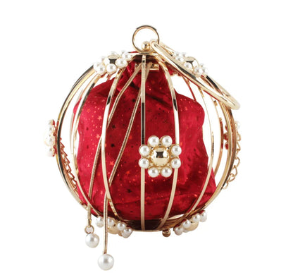 Girl Red Black Elegant Crystal Clutch Women Round Evening bags Hard Case Diamond party Clutches bags Bridal Beaded Handbag Purse